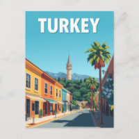 Turkey Colourful Street Vintage Travel Art
