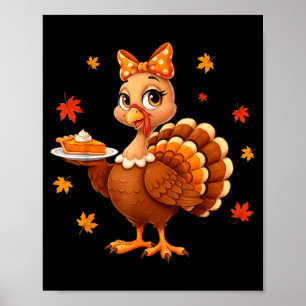 Turkey Coquette Bow E Turkey Day Girls Fall Thanks Poster