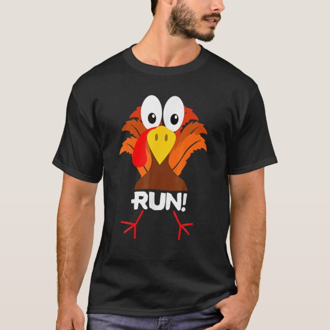Turkey Costume Adult Running Face Turkey Trot T-Shirt (Front)