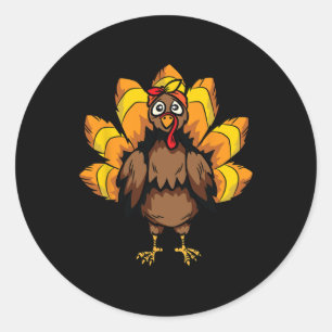 Turkey Costume Thanksgiving Day Cute Fall Autumn Classic Round Sticker