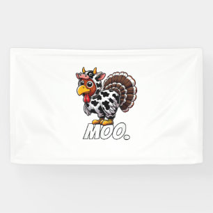 Turkey Cow Costume Thanksgiving Funny Turkey Moo Banner