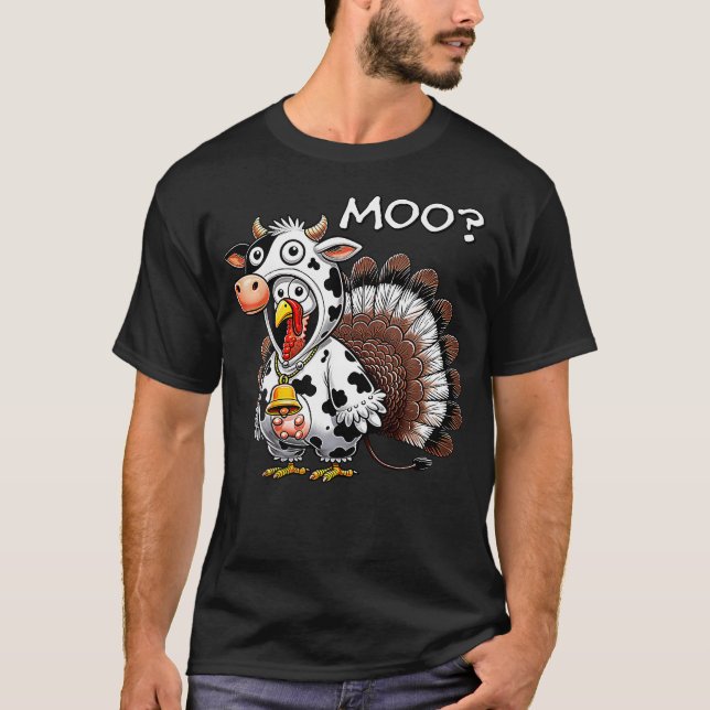 Turkey Cow Funny Turkey Moo Cow Thanksgiving Men B T-Shirt (Front)