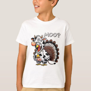 Turkey Cow Funny Turkey Moo Cow Thanksgiving Men B T-Shirt