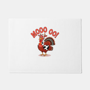 Turkey Cow Moo Funny Thanksgiving Doormat