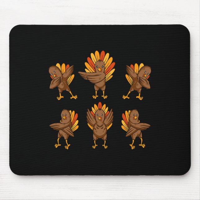 Turkey Dabbing Dancing Thanksgiving Day Fun Fall A Mouse Mat (Front)