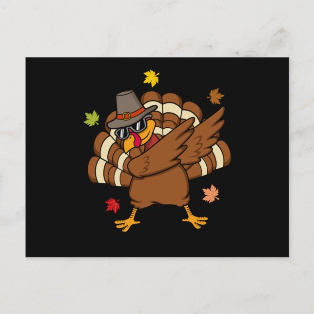 Turkey Dabbing Funny Thanksgiving Family Men Women Postcard (Front)