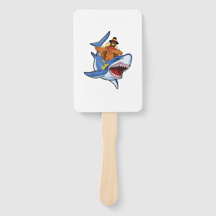 Turkey Dabbing Riding Shark Cool Thanksgiving Gift Hand Fan