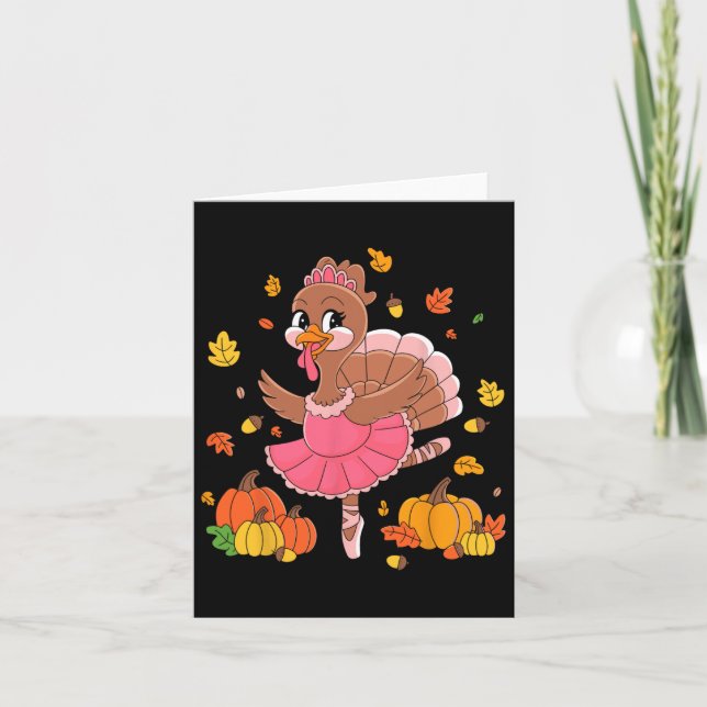 Turkey Dancing Ballet Lover Dancer Thanksgiving Fo Card (Front)