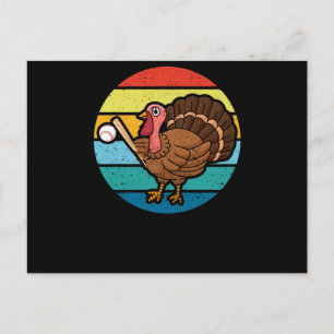 Turkey Day Baseball Thanksgiving Sports Autumn Fal Postcard