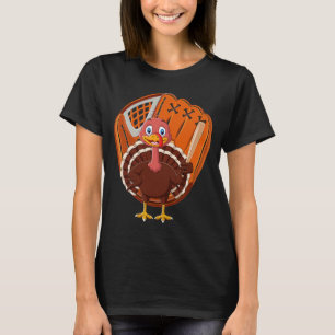 Turkey Day Cute Thanksgiving Boys Turkey Baseball T-Shirt