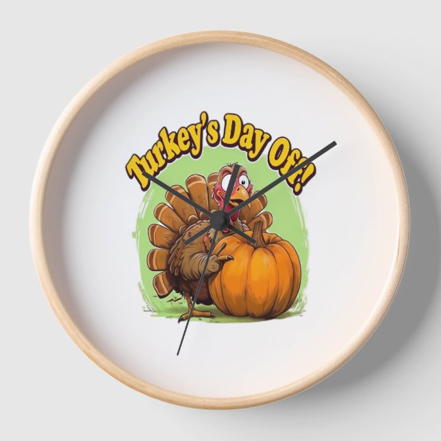 Turkey Day off Thanksgiving Oversized T-Shirt Clock (Front)