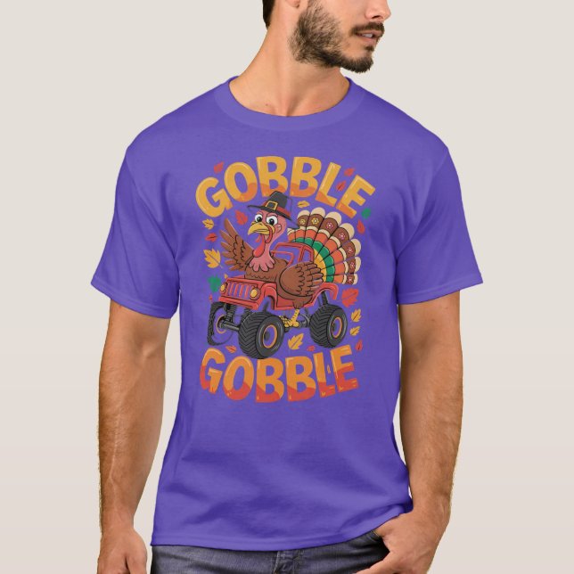 Turkey Day Thanksgiving Fall Boys Kids Turkey Todd T-Shirt (Front)