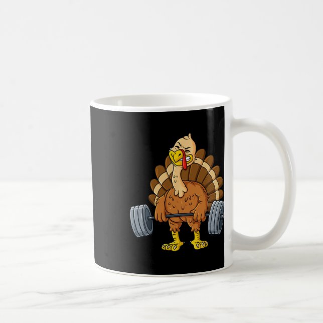 Turkey Deadlift Fun Thanksgiving Day Fitness Weigh Coffee Mug (Right)