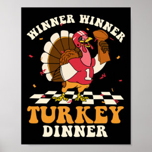 Turkey Dinner Football Autumn Fall Thanksgiving Re Poster