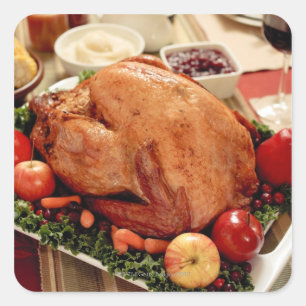 Turkey Dinner Meal Square Sticker