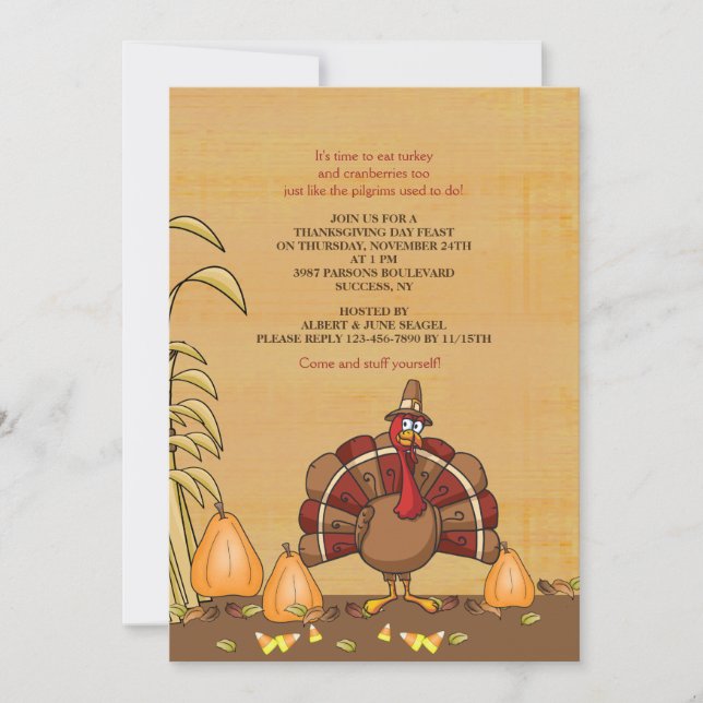 Turkey Dinner Time Thanksgiving Invitation (Front)