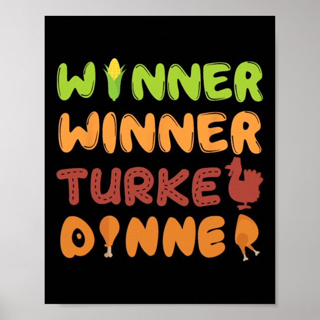 Turkey Dinner Winner Thanksgiving Fall Fun Fall Ha Poster (Front)