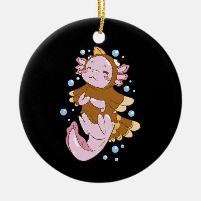 Turkey Disguise Axolotl Fun Ceramic Tree Decoration (Front)