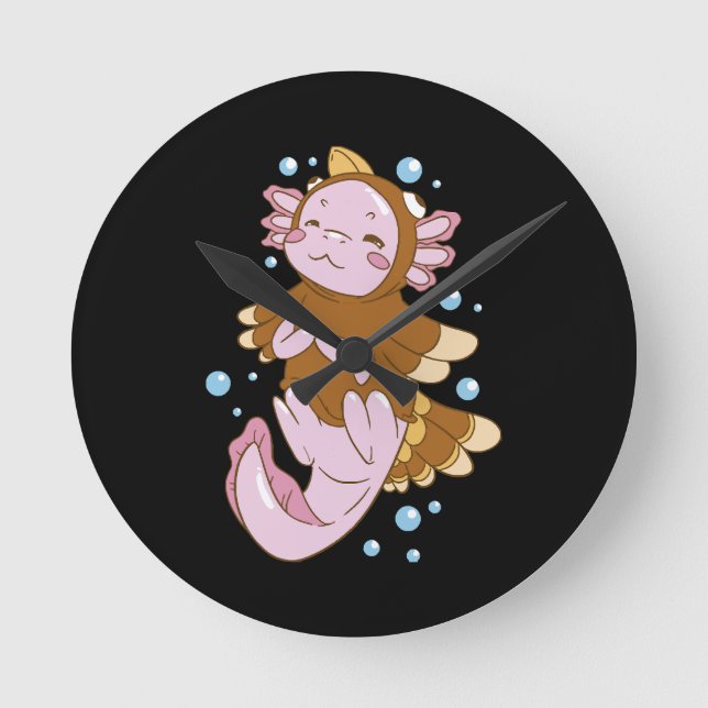 Turkey Disguise Axolotl Fun Round Clock (Front)