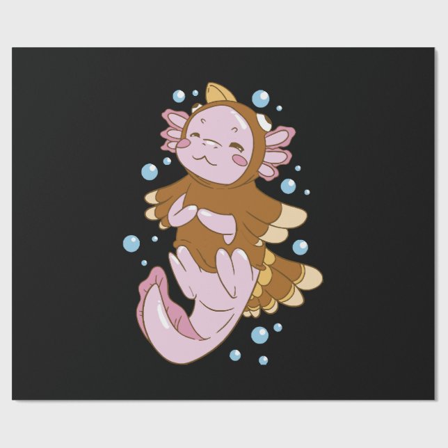 Turkey Disguise Axolotl Fun Wrapping Paper (Flat)
