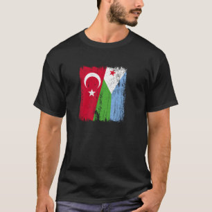 Turkey Djibouti Half Flag Turkish Djiboutian Pride T-Shirt