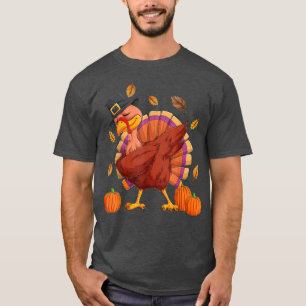 Turkey Doing Dabbing Dance Happy Thanksgiving Nati T-Shirt