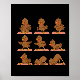 Turkey Doing Yoga Vegan Kawaii Zen Meditation Poster