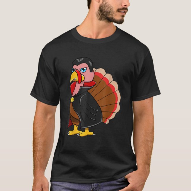 Turkey Dracula Vampire Costume for Thanksgiving Fa T-Shirt (Front)