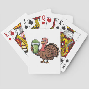 Turkey Drinking Matcha Lovers Thanksgiving Playing Cards