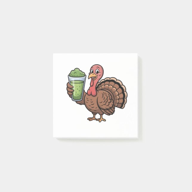 Turkey Drinking Matcha Lovers Thanksgiving Post-it Notes (Front)