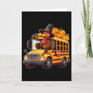 Turkey Driving School Bus Thanksgiving Driver Fall Card