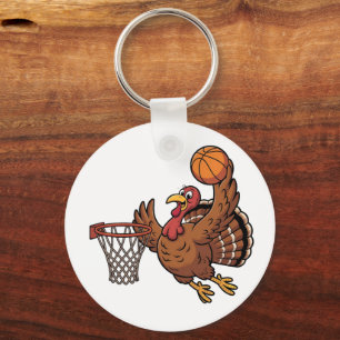 Turkey Dunking Basketball Sport Thanksgiving lover Key Ring