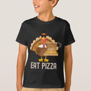 Turkey Eat Pizza Adult Vegan Kids Funny Thanksgivi T-Shirt