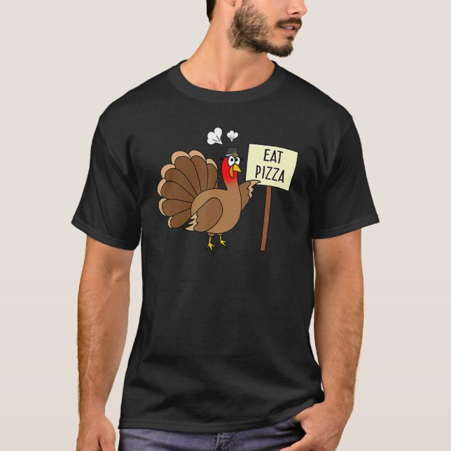 Turkey Eat Pizza Adult Vegan Kids  Thanksgiving 2 T-Shirt (Front)