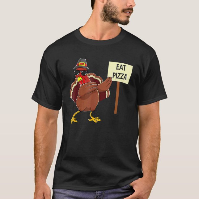 Turkey Eat Pizza Adult Vegan Kids  Thanksgiving 9 T-Shirt (Front)