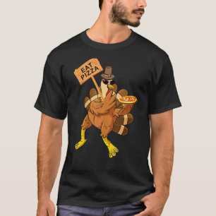 Turkey Eat Pizza Adult Vegan Kids  Thanksgiving T-Shirt