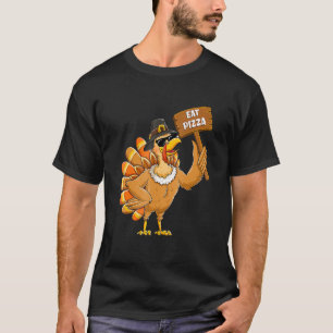 Turkey Eat Pizza Adult Vegan Kids Thanksgiving T-Shirt