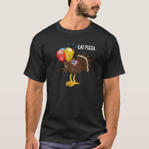 Turkey Eat Pizza Adult Vegan Kids Thanksgiving Tu T-Shirt