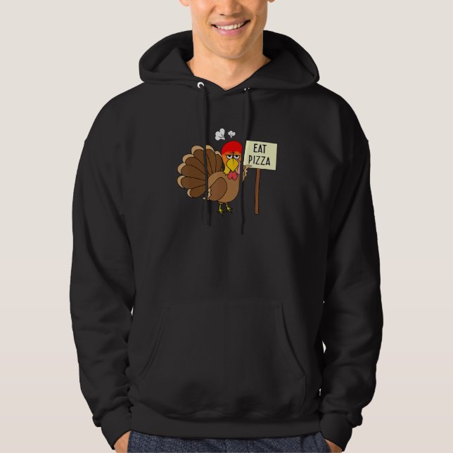 Turkey Eat Pizza Adult Vegan Kids  Thanksgiving Wo Hoodie (Front)