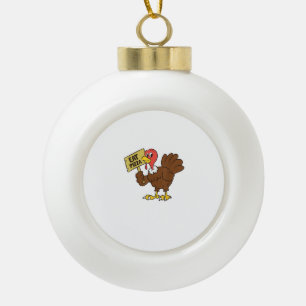 Turkey Eat Pizza Funny Thanksgiving  Ceramic Ball Christmas Ornament
