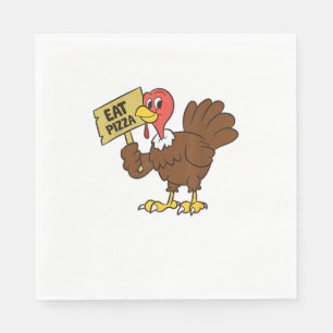 Turkey Eat Pizza Funny Thanksgiving Napkin