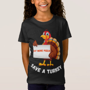Turkey Eat Pizza Funny Thanksgiving T-Shirt