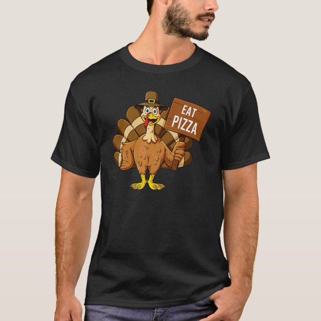 Turkey Eat Pizza Thanksgiving  Boys Girls Kids 1 T-Shirt (Front)