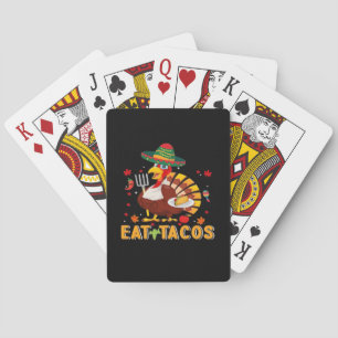 Turkey Eat Tacos Funny Mexican Thanksgiving Playing Cards
