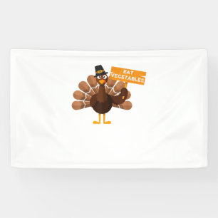 Turkey Eat Vegetables - Funny Vegan Thanksgiving  Banner