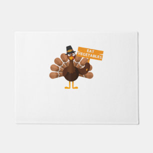 Turkey Eat Vegetables - Funny Vegan Thanksgiving  Doormat