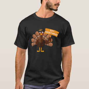 Turkey Eat Vegetables Funny Vegan Thanksgiving T-Shirt