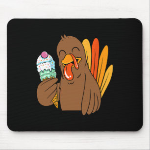 Turkey Eating Ice Cream Thanksgiving Day Funny Fal Mouse Mat