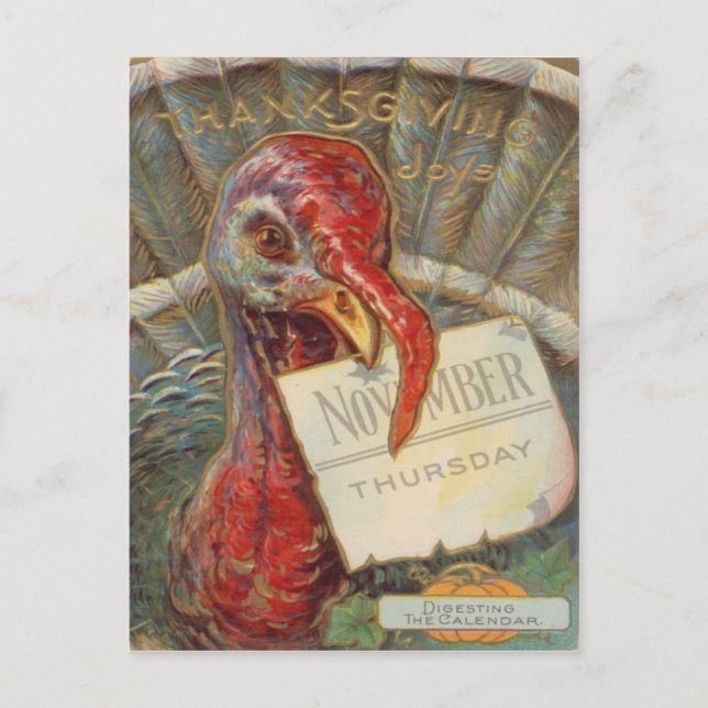 Turkey Eating November Calendar Postcard (Front)