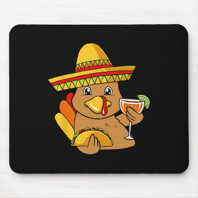Turkey Eating Taco Thanksgiving Day Mexican Food F Mouse Mat (Front)